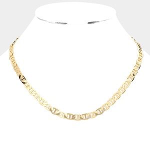 14k Gold Plated 18 Inch 7mm Mariner Metal Chain Necklace